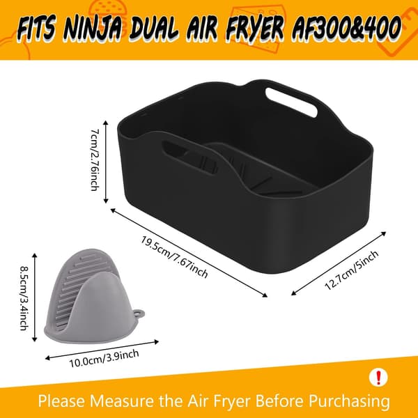 2-pack silikonformar för dubbel airfryer, silikonformar för airfryer, dubbla airfryer-korgar i silikon, airfryer-ställ-FA-