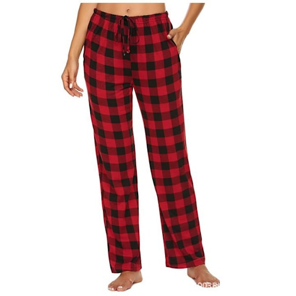 Miehet Pehmeät Flanelliruudullinen Pyjama Housut Punainen S Red