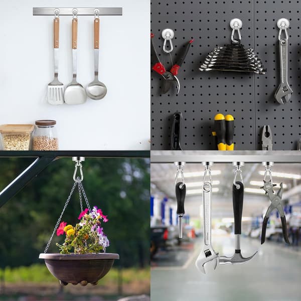 Starka magneter, 22 kg, magnetkrokar med karbinhake, 8-pack, för upphängning och förvaring-FA-