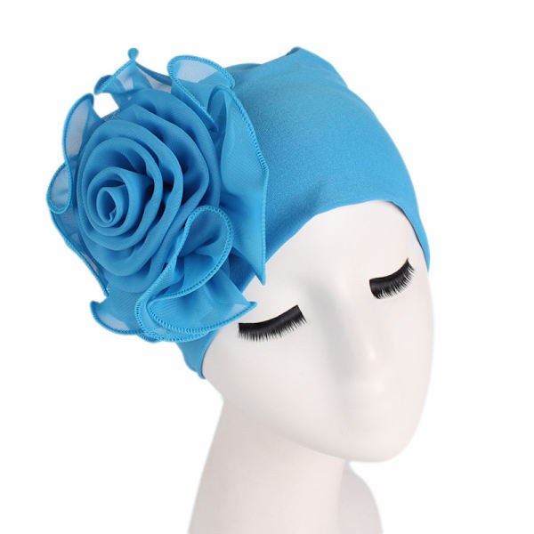 Naisten hattu suuria kukkakuvioita, bandana, mössät Lake blue