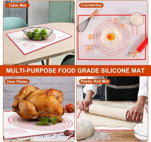Non-stick deigrullematte, 70×50cm silikon deigrullematte, sklisikker silikon bakematte, matplate, kakematte, kakematte, kake-/pizzamatte-FA- 70*50CM - red
