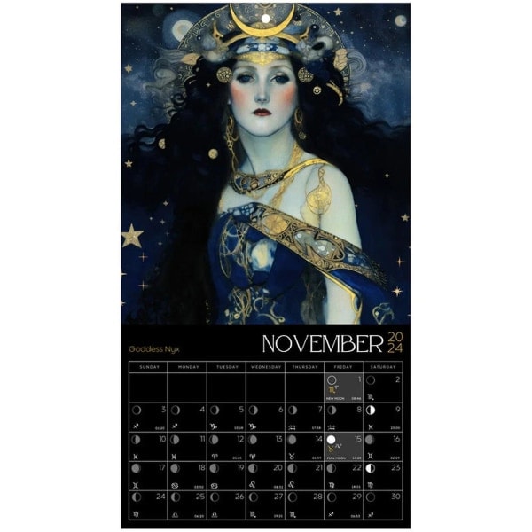 Dark Goddess 2024 Kuukalenteri Seinäkalenteri Keskiaikaiset kalenterit Toimisto Koti