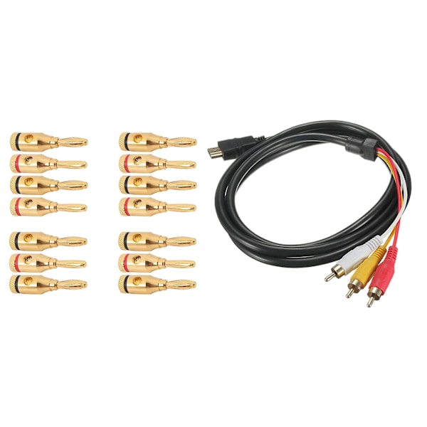 7 par åpne skrue bananplugger med til RCA-kabel 1080p hann til 3 RCA S-video AV lydkabel ledning A