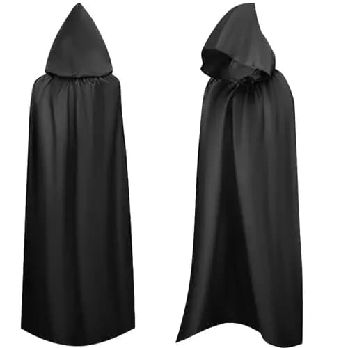 Kappe med Hætte / Kappe - Halloween-FA- Svart black
