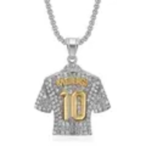 HNSP Cristiano Ronaldo CR7 Jersey Täysin Zirkonilla Koristeltu Ripusketju Miehille ja Pojille Jalkapallofaneille Hip Hop Korut Tarvikkeet Messi