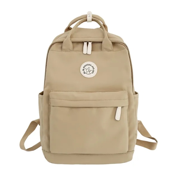 Liike- ja koulukäyttöön sopiva vedenkestävä reppu khaki