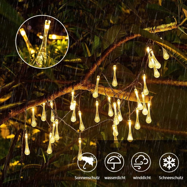Solar String Lights Decorative Raindrop Lights Garden Patio