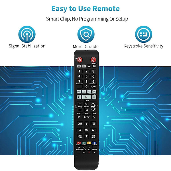 Ersättningsfjernkontroll AK59-00176A for Samsung Blu-ray-spiller BD-H8500 BDH8900A/XY BD-H8500A/XY BD-H8900A/XY [DB] Black