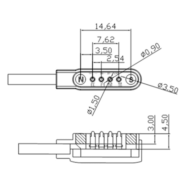 Universal Smartwatch-oplader til KW88 KW18 GT88 G3 Smartwatch USB-strøm 4-bens magnetisk opladningskabel