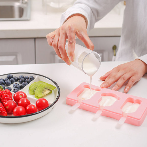CDQ Popsicle-formar Silikon Med Lock 2 Pack, Glas Form 3 No. 3 Morot + Jordgubbe + Majs
