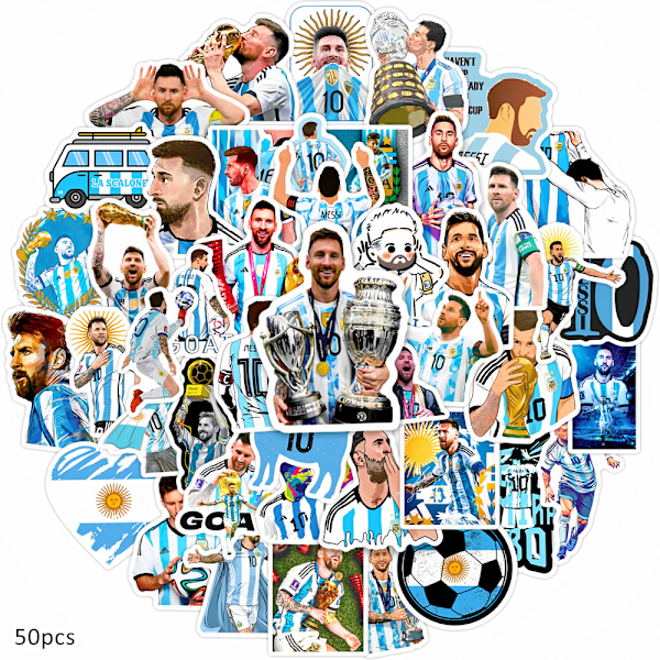 50 kpl Lionel Messi -tarroja Vedenpitävät kannettavan tietokoneen rullalautalaukun tee-se-itse-tarrat-FA2- 50PCS