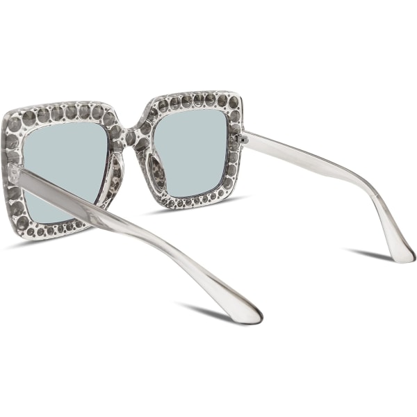 Ladies Sunglasses Square Thick Frame With Crystals