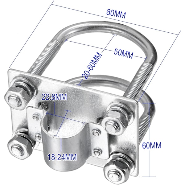 Antennemastklemme Festesett med U-bolter Rustbeskyttelse Klemme Panel Rør Montering Hårdvare for Utendørs LoRa Antenne Helium Miner Antenne WiFi Antenne, 4G L Silver