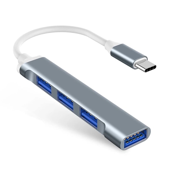 USB C Hub Multiport -sovitin, yhteensopiva Windows 10/8/7/Vista/XP/MacBook/Pro/Air/MateBook/Notebook/Sumsang GalaxyBook/Puhelimien kanssa, harmaa