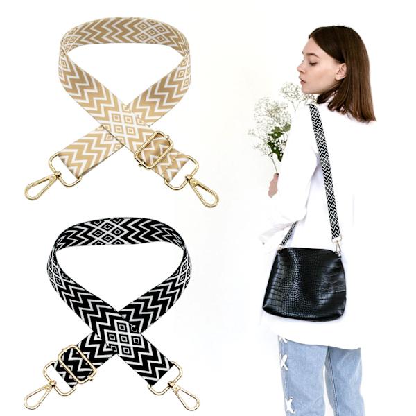2 st Handväskeband, Ersättningshandväskeband, Crossbody-väska Band, Svart Randig Axelrem för Män Kvinnor - Justerbar Längd 75-145 cm