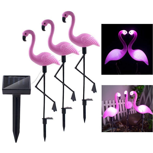 Solcells-LED utomhuslampa Gräsmattsljus Flamingos Trädgårdsbelysning Vattentät markpunkt Flamingo vitt ljus, kräver ingen ext.