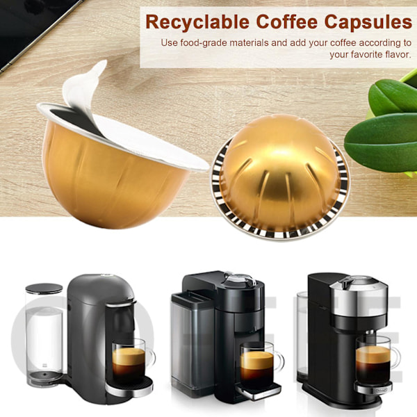 1 sæt 80ML/40ML/150ML/230ML Kaffe Kapselskal DIY Genanvendelig Kaffe Kapsel Kop til Nespresso Vertuo 150ML