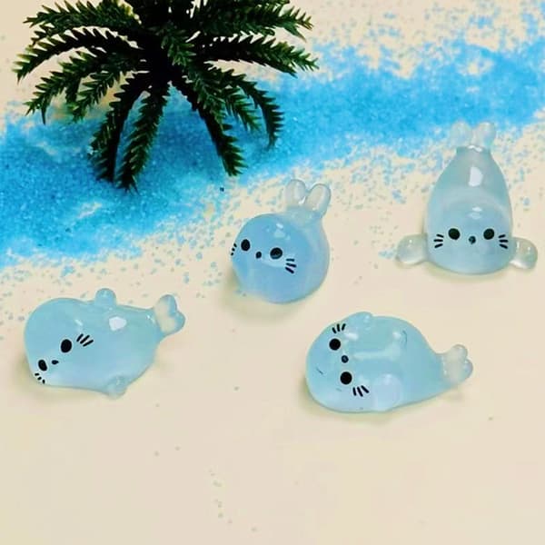 Miniature Seal with Luminous Effect, 100 Pcs, Resin Art Decorations, Shelf Ornaments-FA-