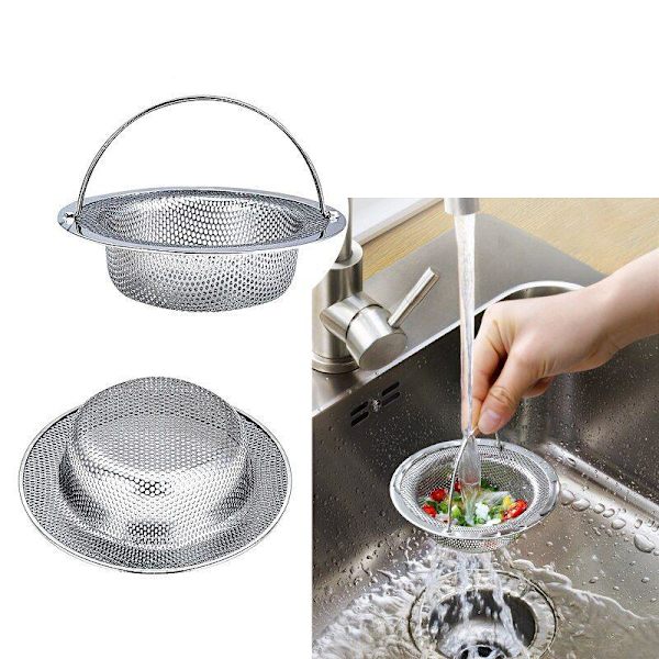 Durable stainless steel sink strainer with practical handle_OF-FA-