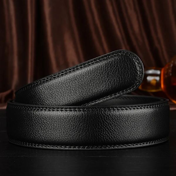 3,0 cm 3,5 cm bredt læderbælte uden spænde Automatisk bælte kropsrem uden spænder Mænd god kvalitet mandlige bælter Sort 3.5cm Black 3.5cm 100cm
