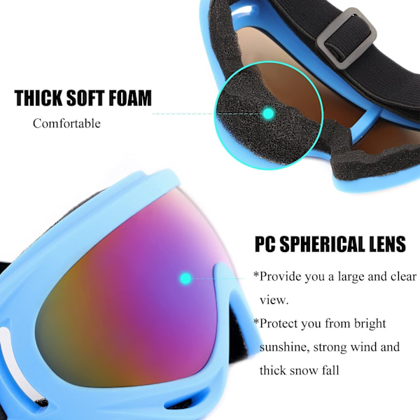 Skidglasögon, 3-pack snowboardglasögon för barn, pojkar, flickor, ungdomar, män och kvinnor (svart, rosa och vit)