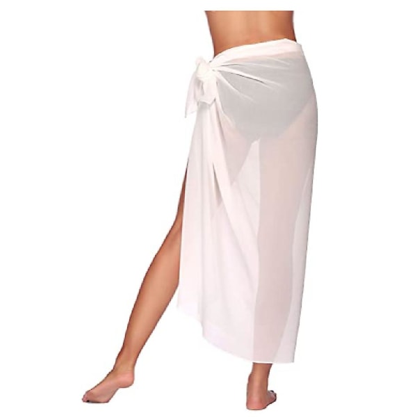 Strand Sarong Pareo Bikini Wrap Kjol Cover Up För Badkläder white