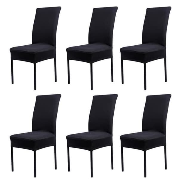 Set med 6 Universal Stretch Stolsöverdrag - Modern - Svart-XS2-