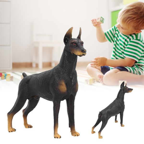 Svart Doberman Modell Leksaker Söta Simulering Djur Figur Barn Tidig Utbildning Leksak Svart