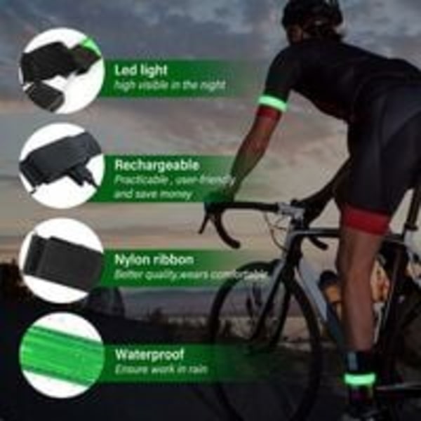 USB Uppladdningsbart LED-armband - 4-pack reflekterande säkerhetsband