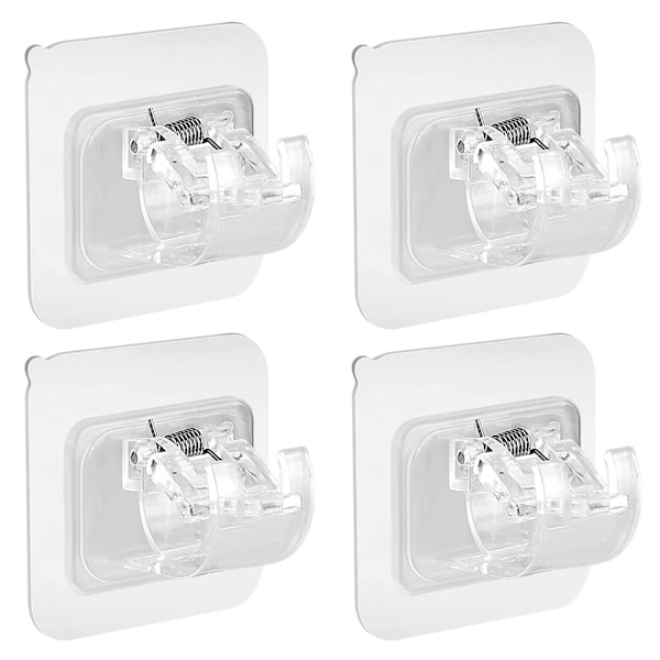 4 stk selvklebende gardinstangfester uten boring Gardinkrokholder Feste stangbrakett Gardinstang veggfeste Håndklestangskrok Hjem, transparent transparent