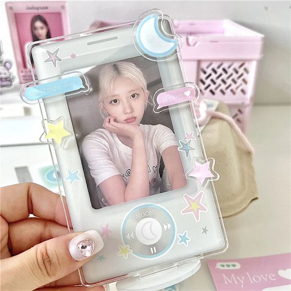 INS Kpop Fotocardhållare 3 tum Akryl Foto Ram Idol Foto Display Stativ Foto Unik Design Kort Skyddande Fodral 포토카드 액자 B3