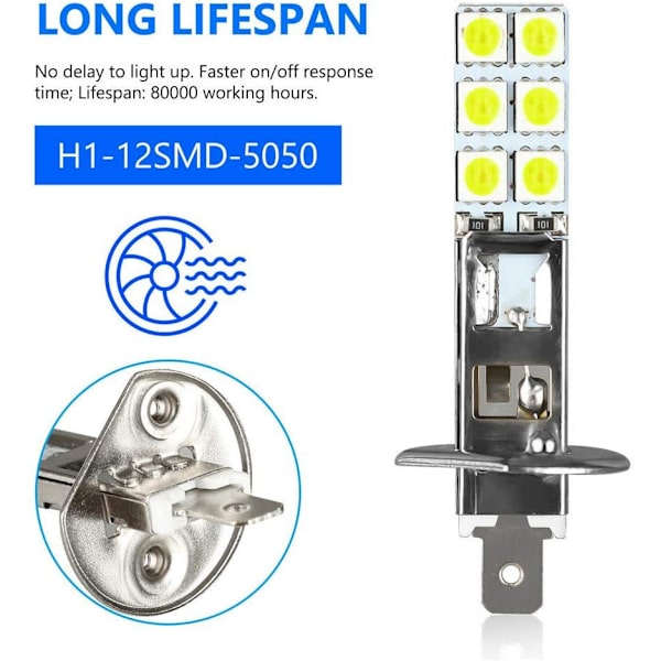 4 stk. H1 6000k Super White 80w LED Forlygtepærer Kit
