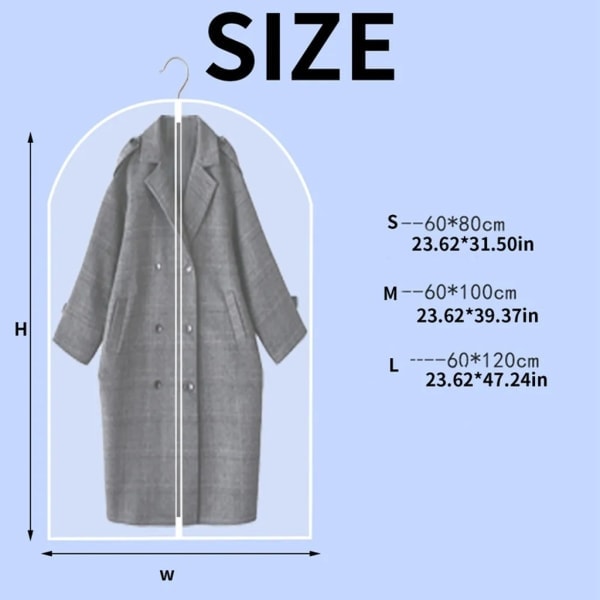 Mottavvisende klesposer, transparente klesposer med full glidelås, pustende (S: 60×80 cm)
