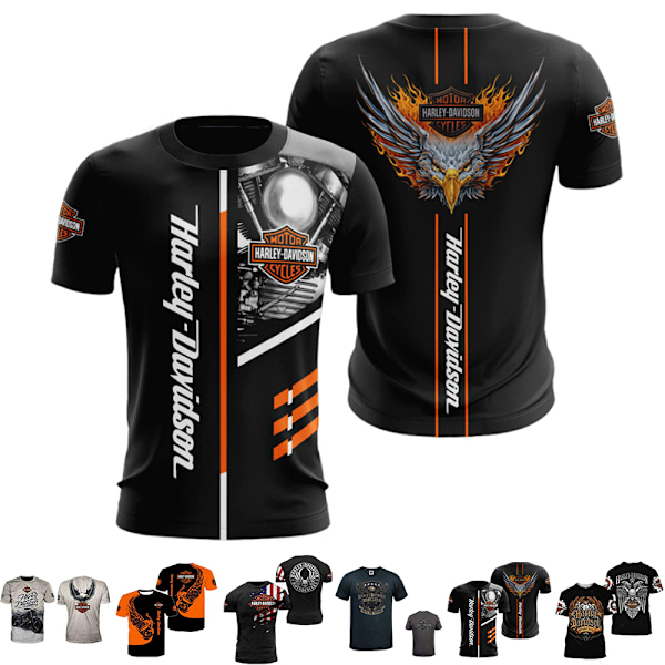 HarleyDavidson Motorcykel T-shirt Herr Sommar Casual Kortärmad E E E XL