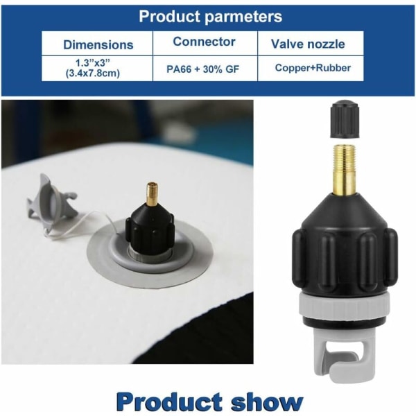 Ventiladapter, luftpump snabb uppblåsningsadapter 7,8*3,4 cm Compres