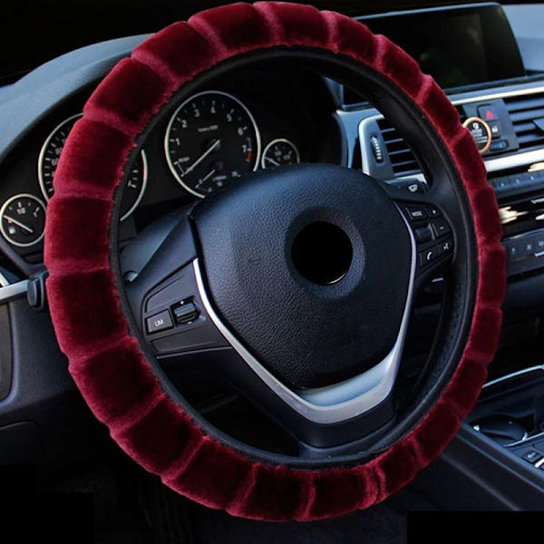 Svart Plysch Rattöverdrag Tjock Mjuk Interiör Styling Universal Biltillbehör Black