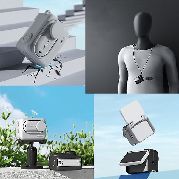 Silikoneetui til Insta360 Go 3 med snor, tilbehør til Insta360 Go 3 Gray