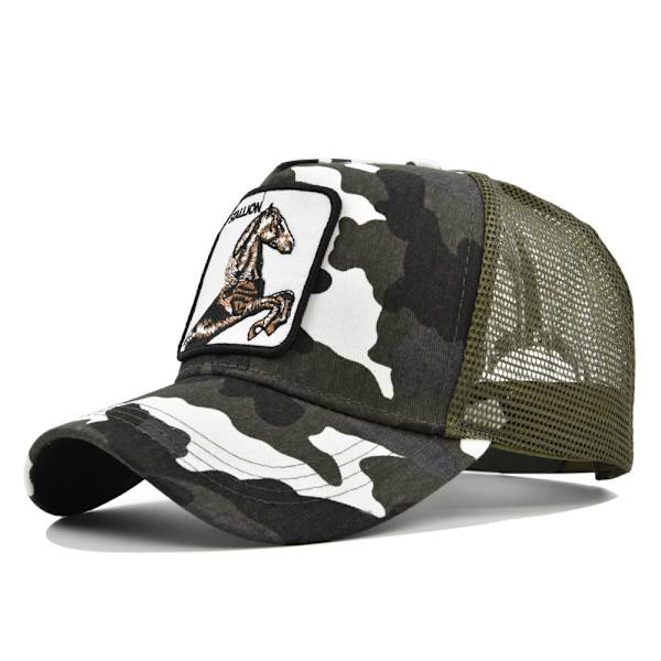 Hevonen Eläin Kirjailtu Baseball-lippis Mesh Trucker Ha Green White
