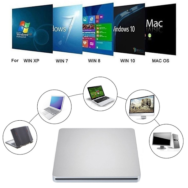 Extern CD/DVD-läsare TYPE-C 3.0, Silver