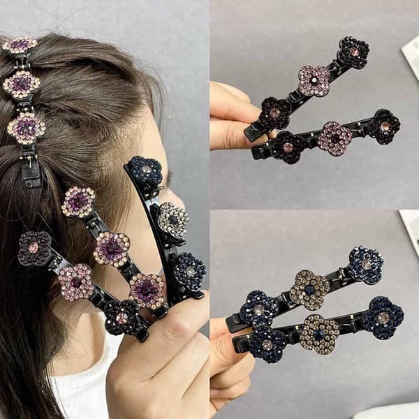 4/8 ST glitrende krystalsten flettede hårklemmer Sidehårklemme-FA11- 4pcs