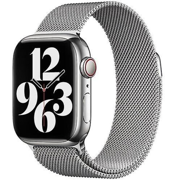 Apple hopeinen ruostumattomasta teräksestä valmistettu milanese-silmukka 38 mm:n, 40 mm:n ja 41 mm:n kelloihin