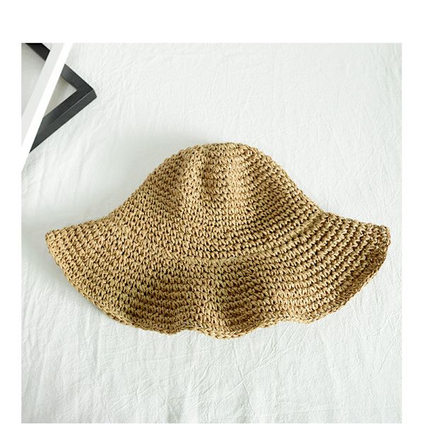 Foldbar bredbremmet stråhat - Solhat til sommer og strand Beige
