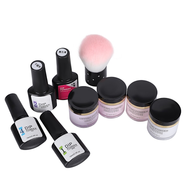 10 stk. Negle Dyppe Pulver Sæt Neglekunst Pulver Top Base Coat Gel Børste Manicureværktøj (C Sæt)