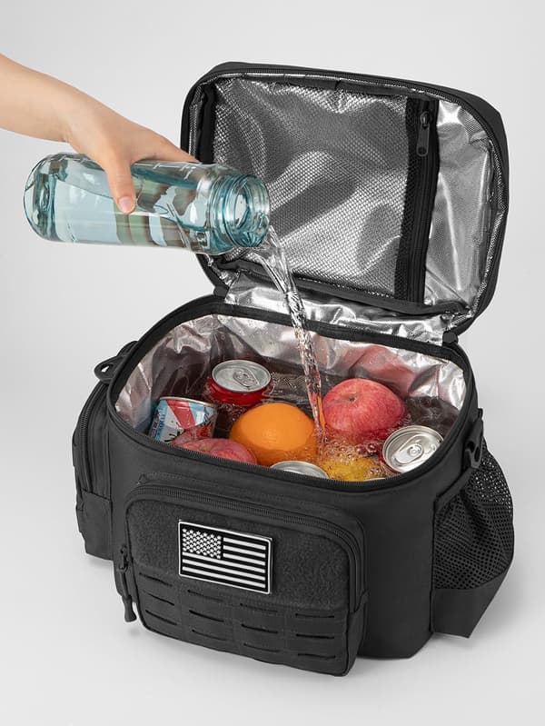 Tactical Lunch Bag for Men, Heavy Duty Insulated Lunch Box, Leakproof Cooler Bag for Work and Camping - Black-FA-