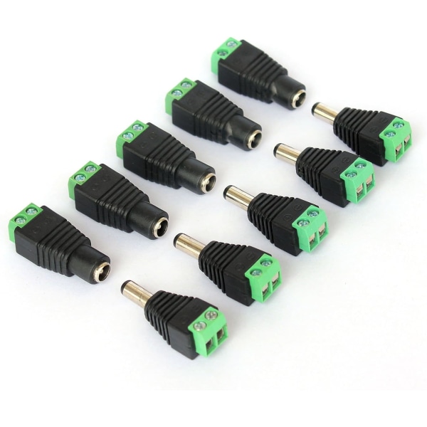 10x DC-kontakt/uttag för CCTV-kamera 2,1 x 5,5 mm
