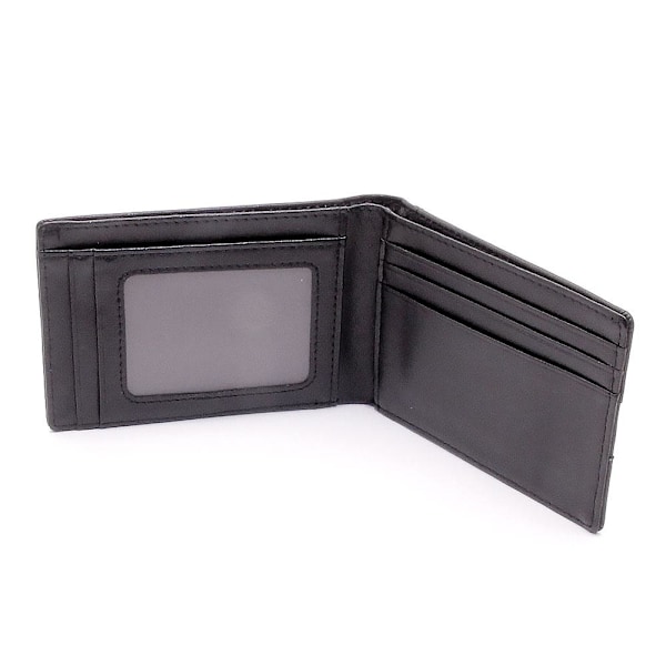 Slank Elegant Lommebok Bifold Horisontal - Svart black Konstläder