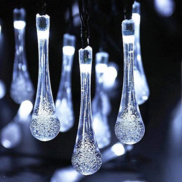 Solar Water Drop String Lights 30LED 8 Modes Solar Powered