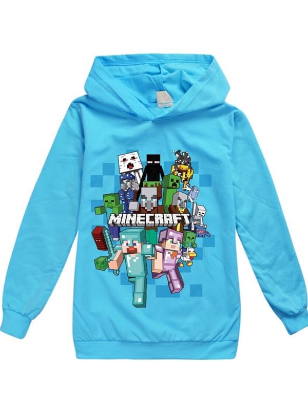 Minecraft Jumper Hettegenser Genser Langermet Pullover Topper Lyseblå Lyseblå Lyseblå-FA- Light blue 140 cm