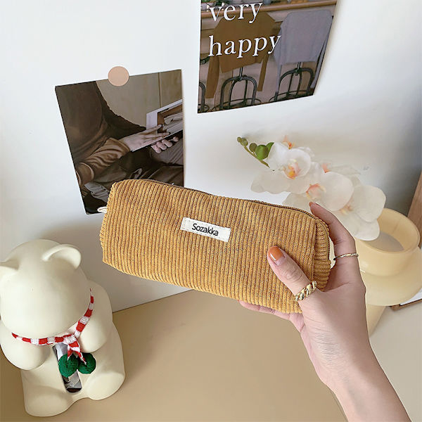Enkelhet Retro pennfodral Enfärgad case Makeup Ba Yellow
