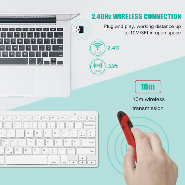 Trådløs pennmus, genopladelig, lysende, lydløs, lille, bærbar, Bluetooth 2.4g, dobbelt tilstand, trådløs pennmus til PC, bærbar computer, rød 0.1